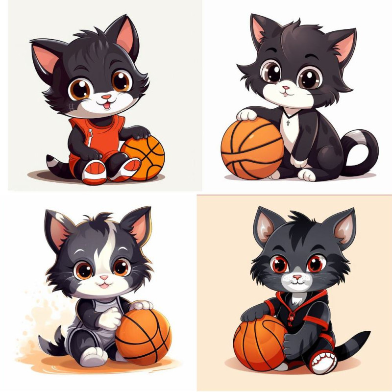 Kosárlabdás fekete cicák falmatrica | 8 + 24 db-os szett | 80 cm x 80 cm Kosárlabdás fekete cicák falmatrica | 8 + 24 db-os szett | 80 cm x 80 cm