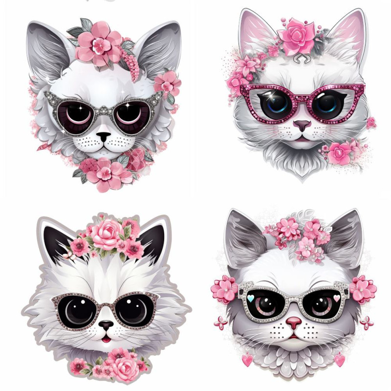 Szürke cica napszemüvegben falmatrica | 8 + 24 db-os szett | 80 cm x 80 cm