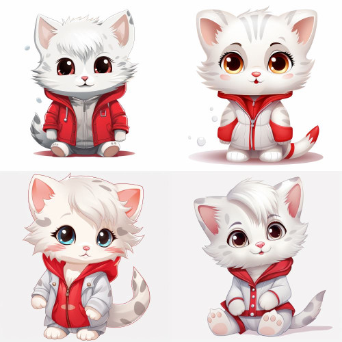 Piros dzsekis cicás falmatrica | 8 + 24 db-os szett | 80 cm x 80 cm