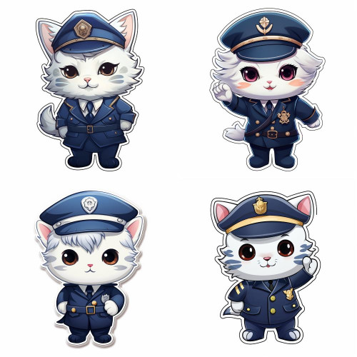 Rendőr cicás falmatrica | 8 + 24 db-os szett | 80 cm x 80 cm