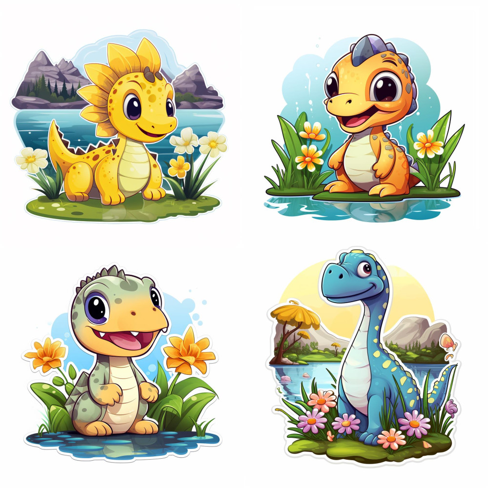 Dinoszauruszos falmatrica válogatás | 8 + 24 db-os szett | 80 cm x 80 cm