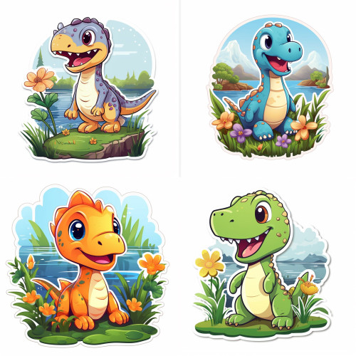 Dinoszauruszos falmatrica mix | 8 + 24 db-os szett | 80 cm x 80 cm