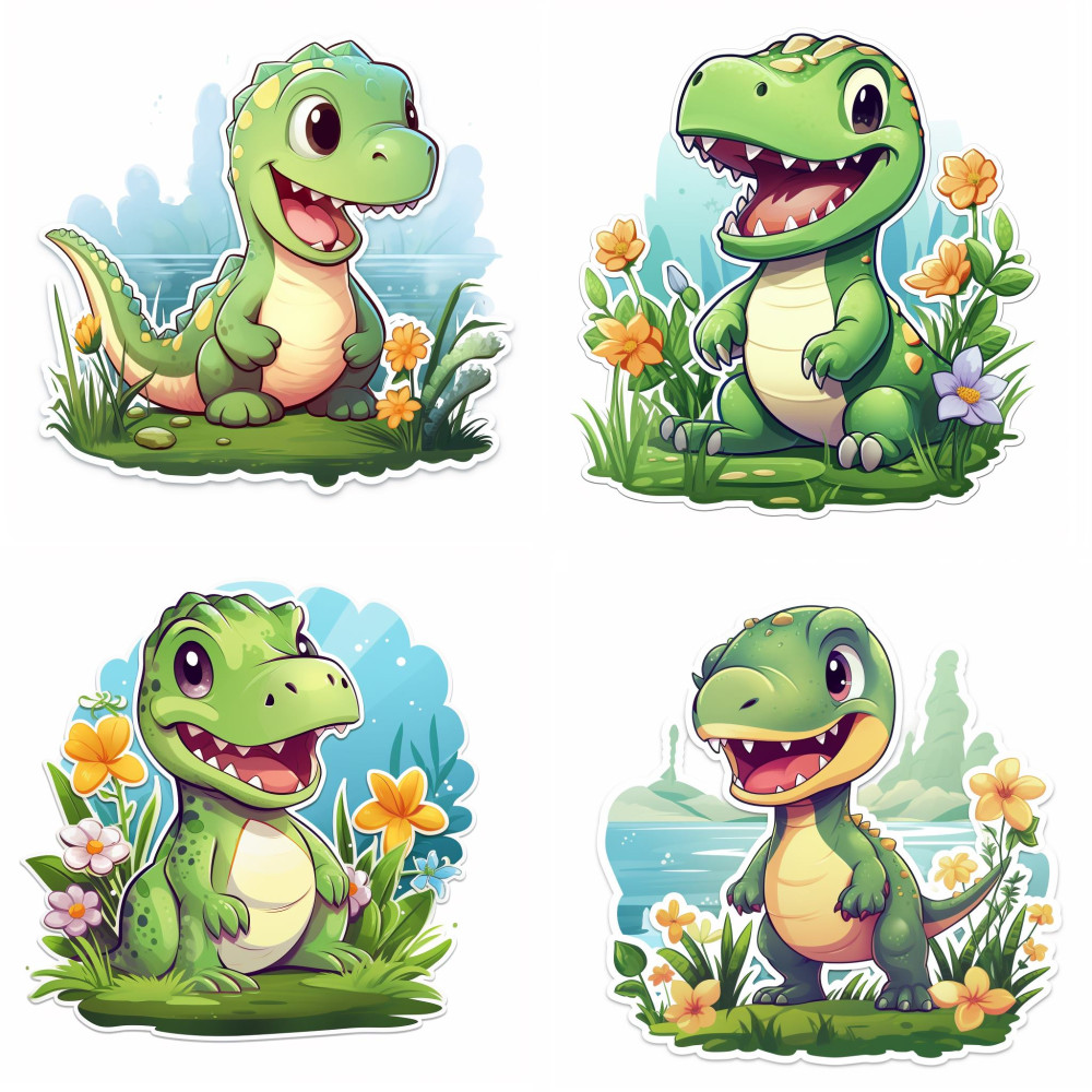 Aranyos T-rex dinoszauruszos falmatrica | 8 + 24 db-os szett | 80 cm x 80 cm Aranyos T-rex dinoszauruszos falmatrica | 8 + 24 db-os szett | 80 cm x 80 cm