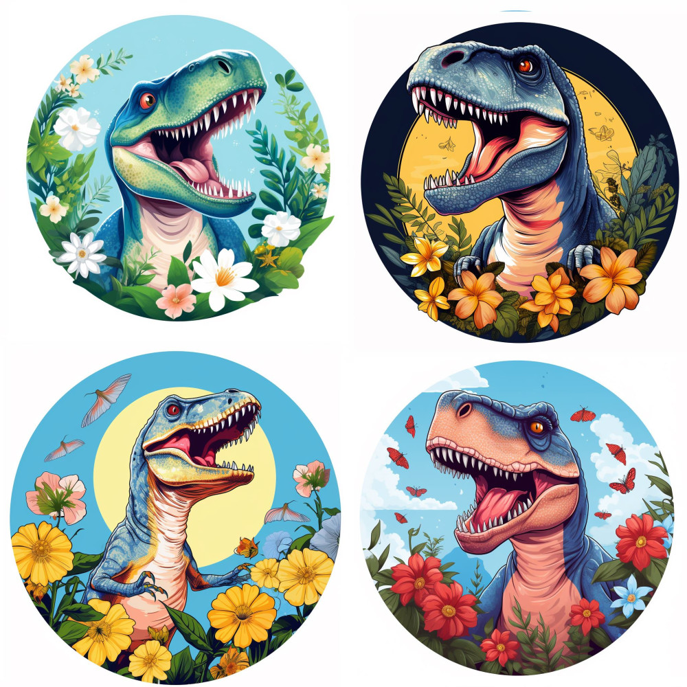 T-Rex kör alakú falmatrica | 8 + 24 db-os szett | 80 cm x 80 cm T-Rex kör alakú falmatrica | 8 + 24 db-os szett | 80 cm x 80 cm