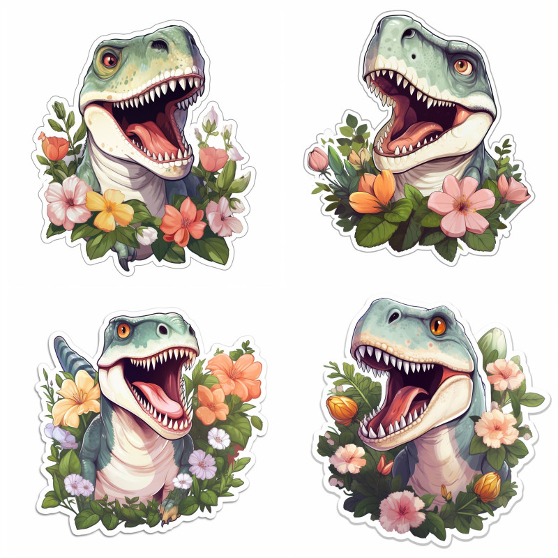 T-rex fejes dínós falmatrica | 8 + 24 db-os szett | 80 cm x 80 cm