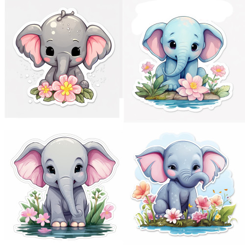 Baby elefántos falmatrica | 8 + 24 db-os szett | 80 cm x 80 cm