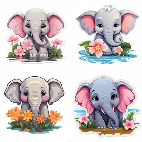 Elefántos falmatrica válogatás | 8 + 24 db-os szett | 80 cm x 80 cm