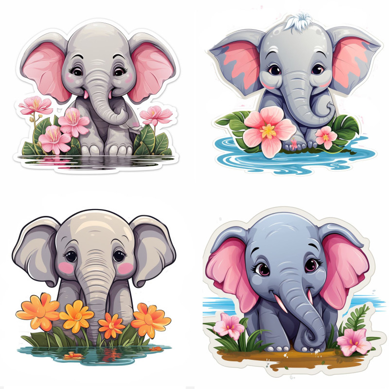 Elefántos falmatrica válogatás | 8 + 24 db-os szett | 80 cm x 80 cm