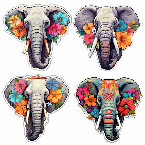 Élethű elefántok falmatrica | 8 + 24 db-os szett | 80 cm x 80 cm