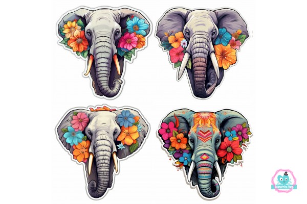 Élethű elefántok falmatrica | 8 + 24 db-os szett | 80 cm x 80 cm