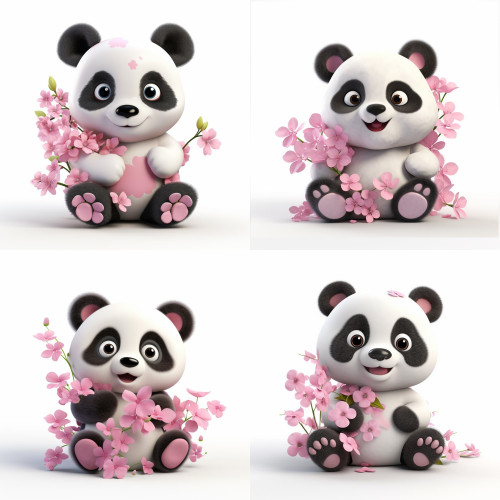 Rózsaszín 3D Pandamacis falmatrica | 8 + 24 db-os szett | 80 cm x 80 cm