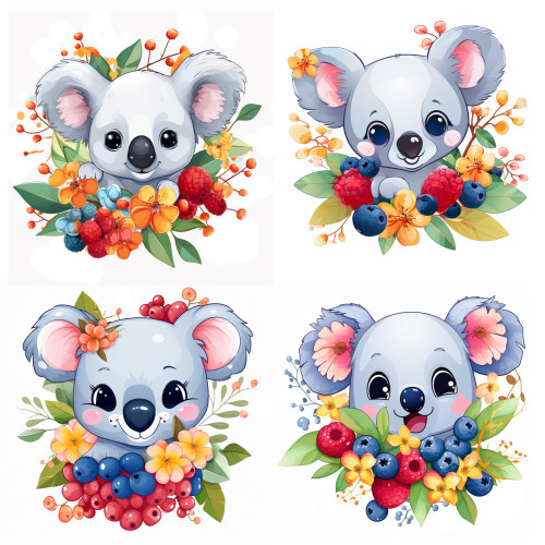 Koalamacis falmatrica gyümölcsökkel | 8 + 24 db-os szett | 80 cm x 80 cm Koalamacis falmatrica gyümölcsökkel | 8 + 24 db-os szett | 80 cm x 80 cm