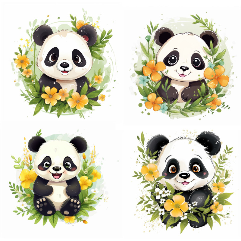 Panda macis falmatrica, sárga virágos | 8 + 24 db-os szett | 80 cm x 80 cm