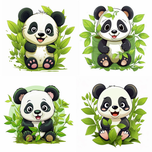Panda macis falmatrica, bambusszal | 8 + 24 db-os szett | 80 cm x 80 cm