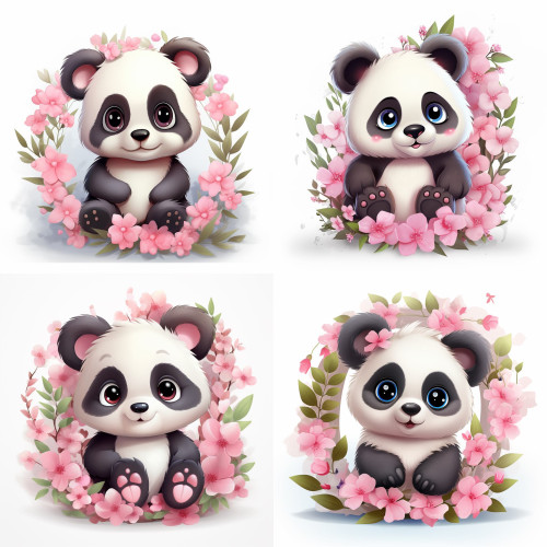 Rózsaszín virágos Pandamacis falmatrica | 8 + 24 db-os szett | 80 cm x 80 cm