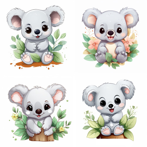 Koalamaci eukaliptusz falevéllel falmatrica gyerekszobába | 8 + 24 db-os szett | 80 cm x 80 cm