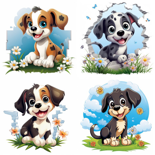 Kutya a réten gyerek falmatrica | 8 + 24 db-os szett | 80 cm x 80 cm