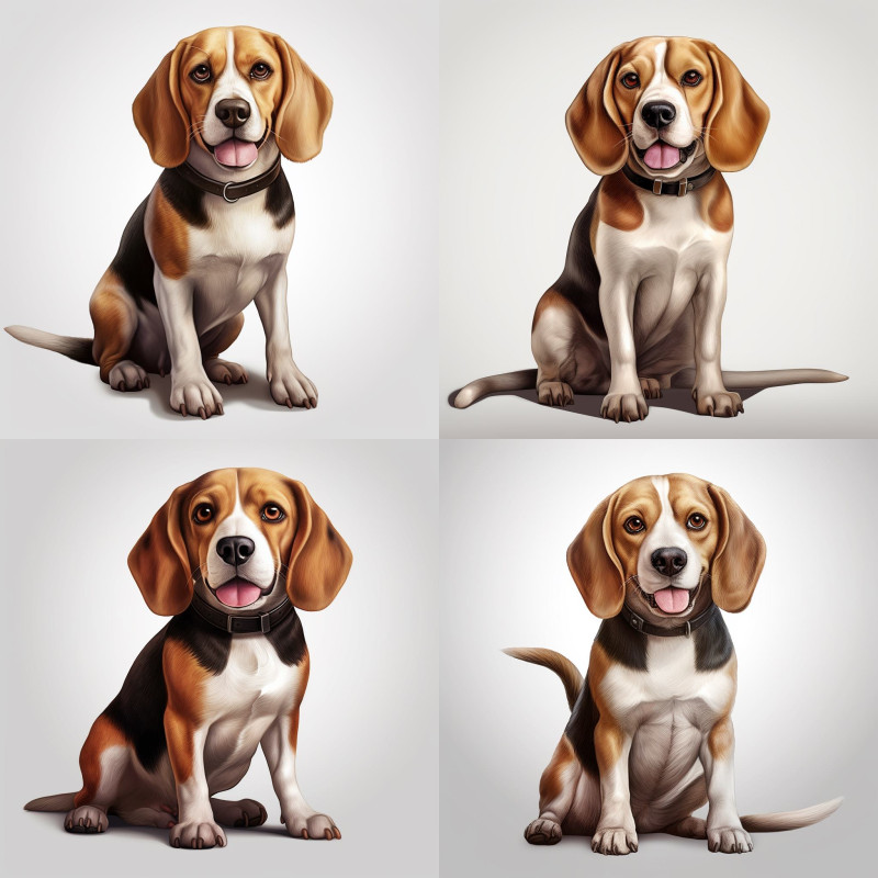 Beagle egész alakos kutyás falmatrica | 8 + 12 db-os szett | 80 cm x 80 cm
