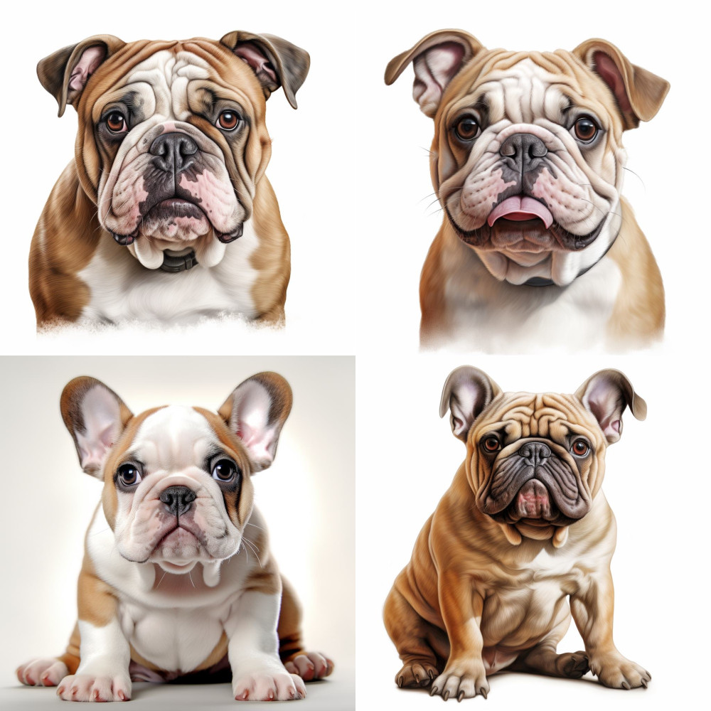 Élethű bulldog kutyás falmatrica | 8 + 12 db-os szett | 80 cm x 80 cm