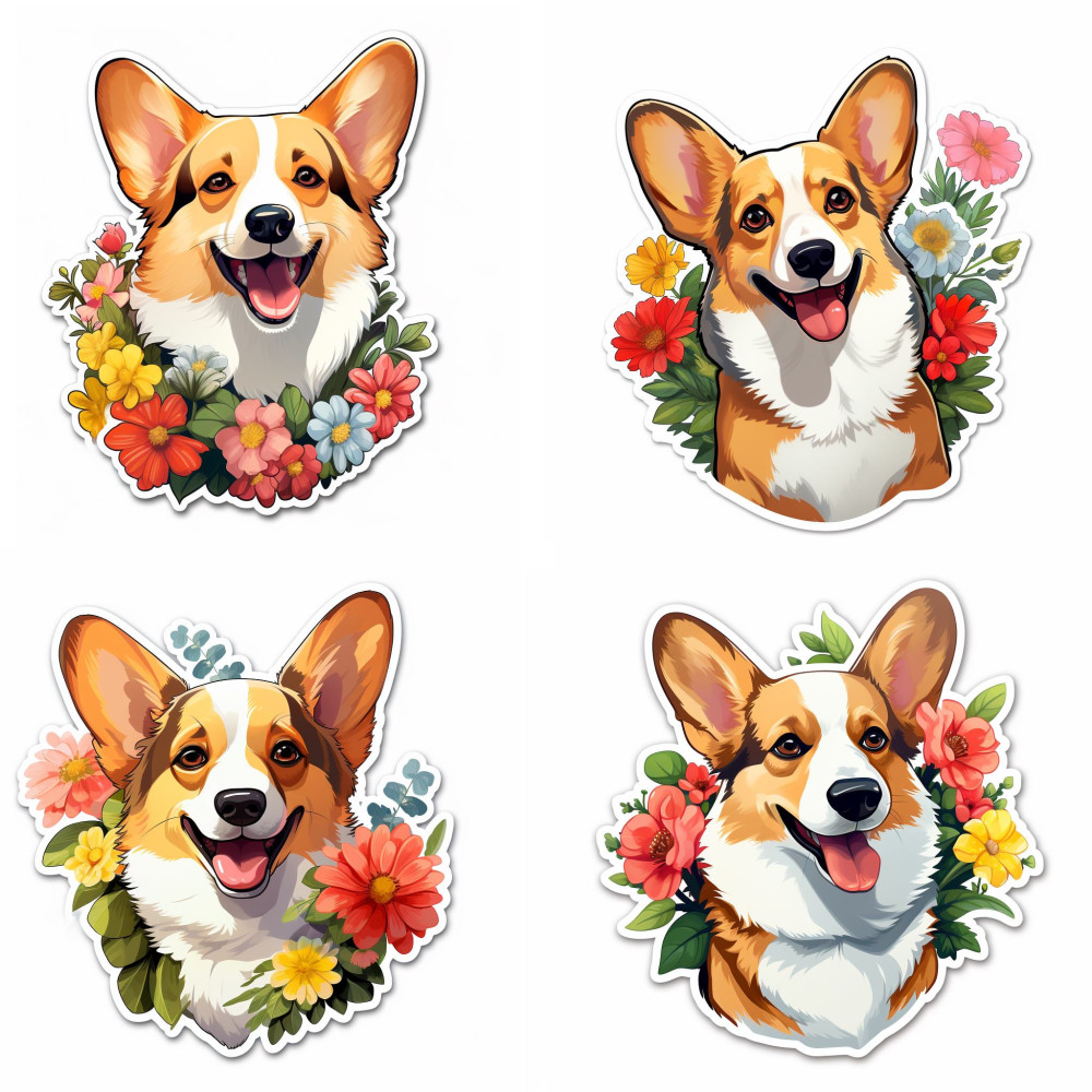 Corgie Kutyás falmatrica, virágos| 8 + 24 db-os szett | 80 cm x 80 cm