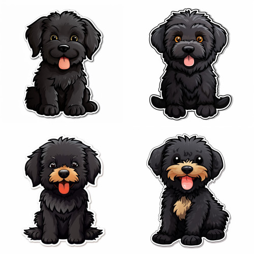 Fekete puli kutyás gyerek falmatrica | 8 + 24 db-os szett | 80 cm x 80 cm