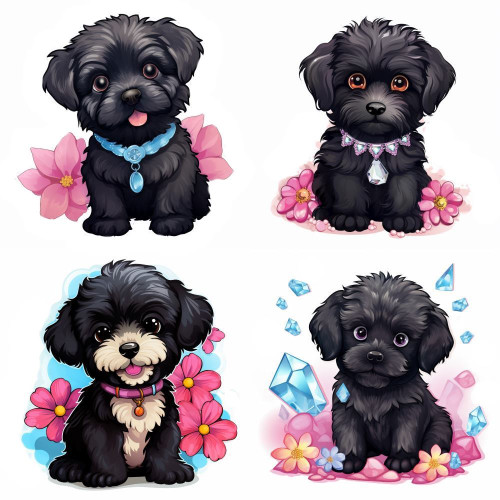 Fekete Puli Kutyás falmatrica | 8 + 24 db-os szett | 80 cm x 80 cm