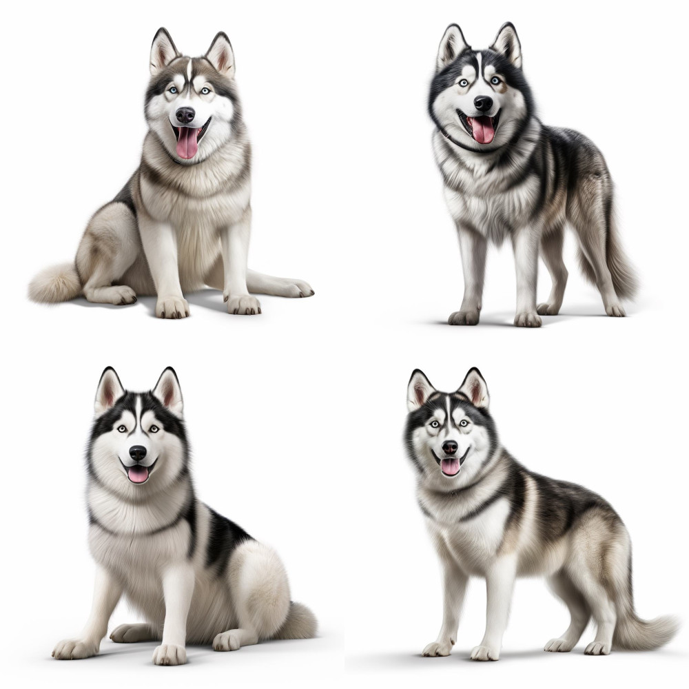 Élethű Husky kutyás falmatrica | 8 + 12 db-os szett | 80 cm x 80 cm