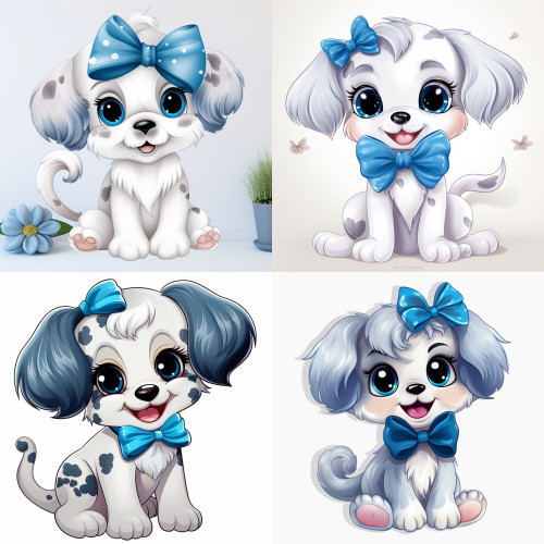 Lány kiskutyás gyerek falmatrica | 8 + 24 db-os szett | 80 cm x 80 cm