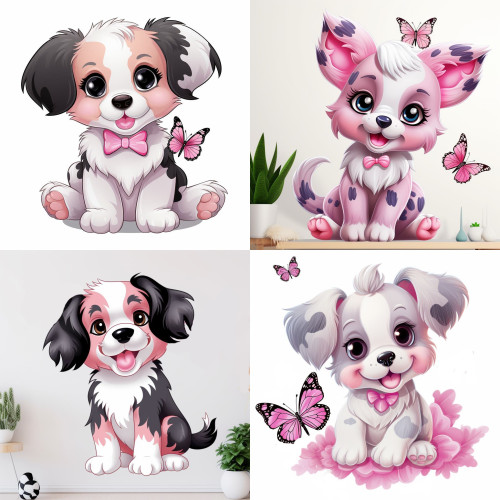 Kutyás falmatrica csomag, pillangós | 8 + 16 db-os szett | 80 cm x 80 cm