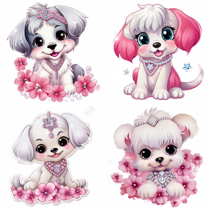 Kislány Kutyás falmatricák | 8 + 24 db-os szett | 80 cm x 80 cm Kislány Kutyás falmatricák | 8 + 24 db-os szett | 80 cm x 80 cm