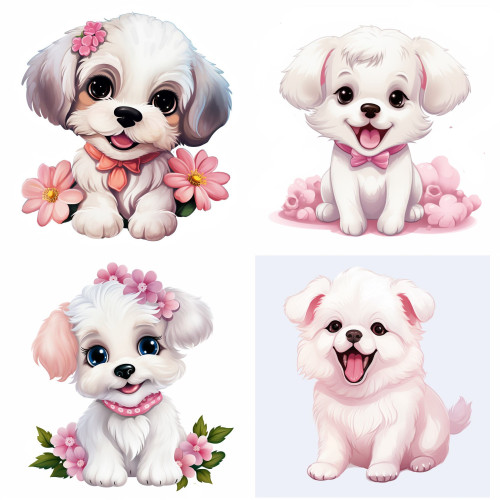 Kutyás gyerek falmatrica válogatás | 8 + 24 db-os szett | 80 cm x 80 cm