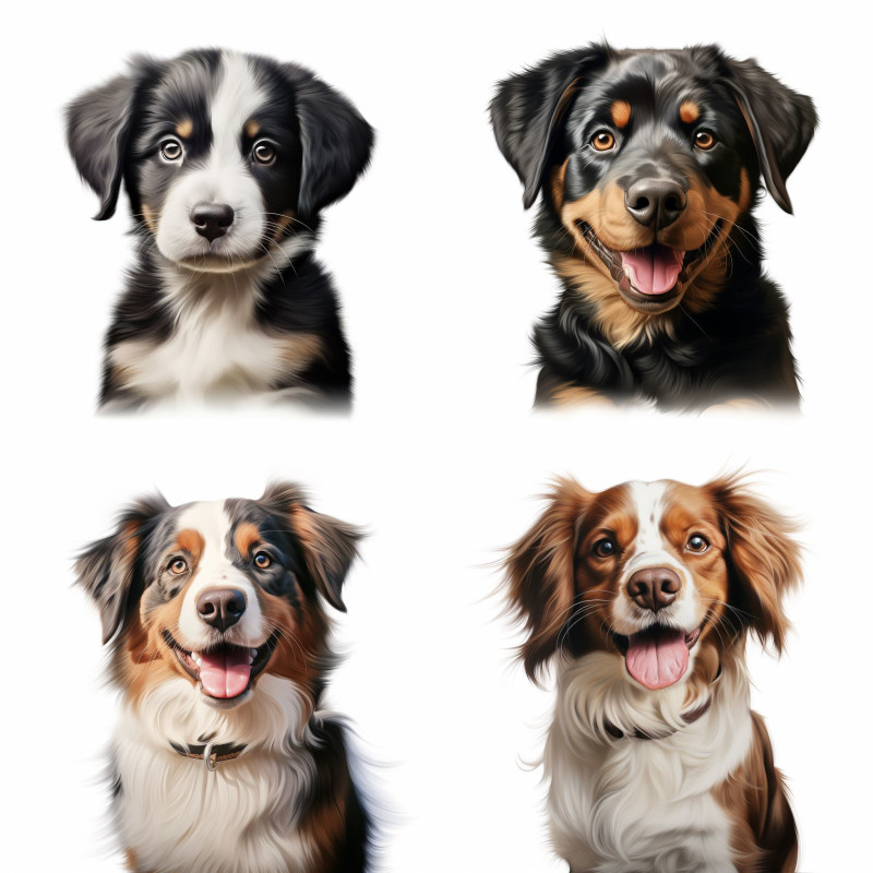 Élethű kutyás falmatricák, vegyes | 8 + 12 db-os szett | 80 cm x 80 cm