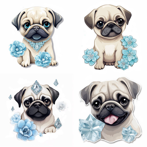 Mopsz Kutyás falmatrica | 8 + 24 db-os szett | 80 cm x 80 cm