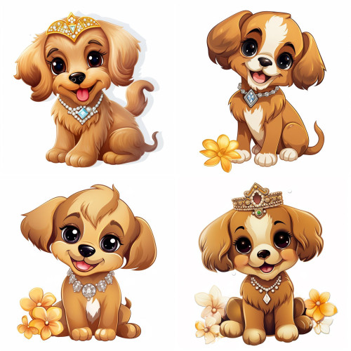 Kutyás gyerekszoba falmatrica, Spániel | 8 + 24 db-os szett | 80 cm x 80 cm