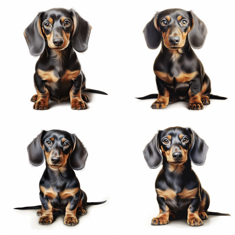 Élethű tacskós kutyás falmatrica | 8 + 12 db-os szett | 80 cm x 80 cm