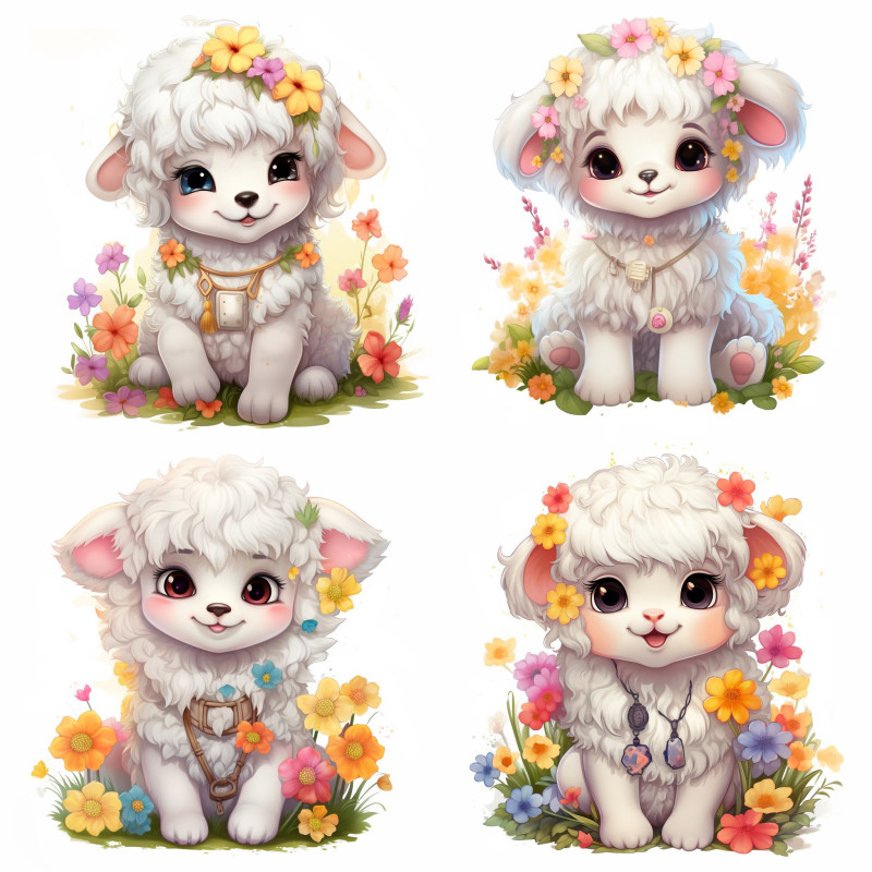 Alpakás falmatrica, virágokkal | 8 + 24 db-os szett | 80 cm x 80 cm