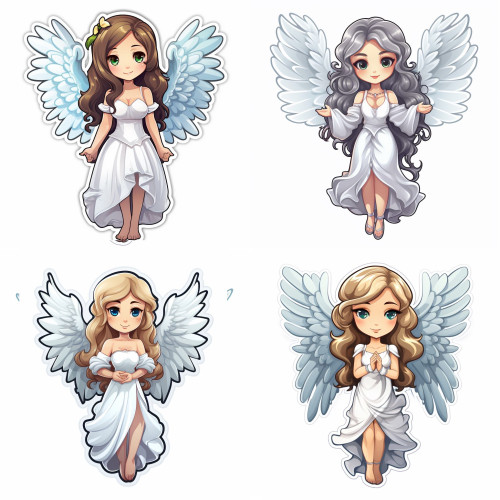 Angyalkák szárnyakkal falmatrica | 8 + 12 db-os szett | 80 cm x 80 cm