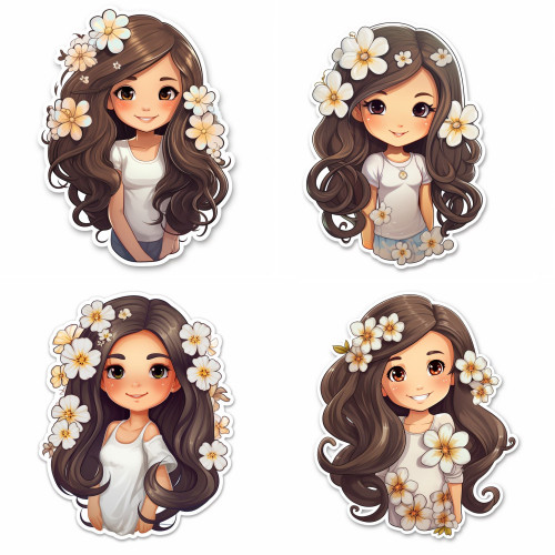 Barna hajú lányos falmatrica | 8 + 24 db-os szett | 80 cm x 80 cm