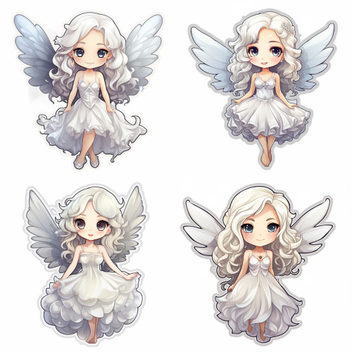 Fehér tündér lányok falmatrica | 8 + 12 db-os szett | 80 cm x 80 cm