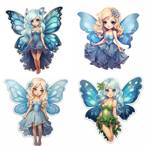 Kék tündéres falmatrica válogatás | 8 + 12 db-os szett | 80 cm x 80 cm