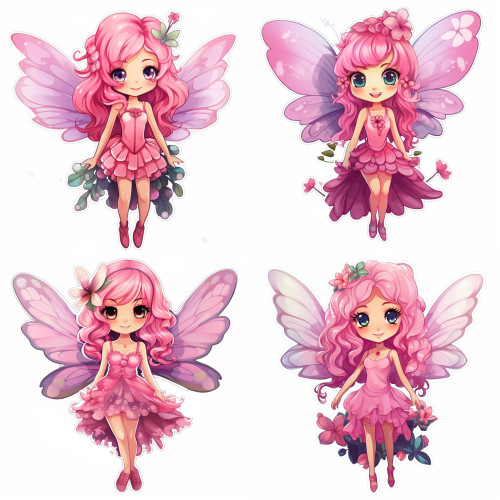 Pink tündéres falmatrica, lepkés | 8 + 12 db-os szett | 80 cm x 80 cm