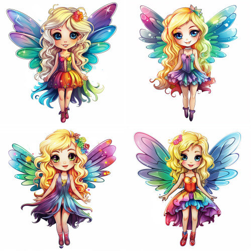 Szivárvány lányok tündéres falmatrica | 8 + 12 db-os szett | 80 cm x 80 cm