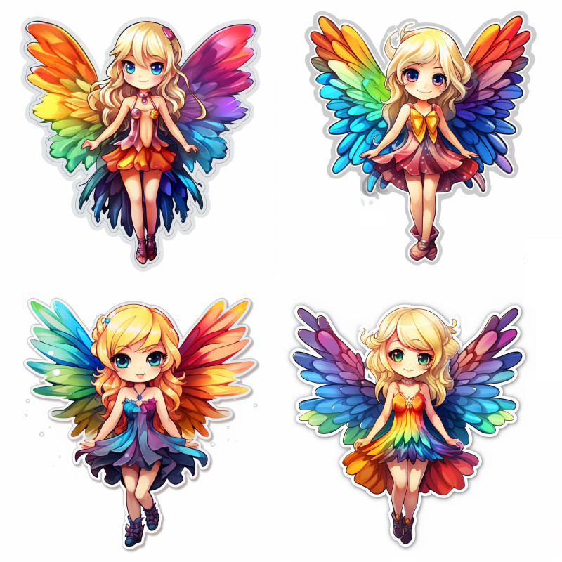 Szivárvány tündéres falmatrica | 8 + 12 db-os szett | 80 cm x 80 cm