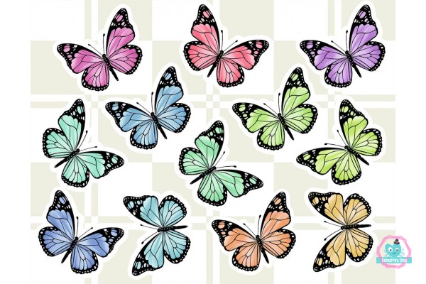 Pillangós nagy falmatrica szett | 12 db-os szett | 45 cm x 35 cm 