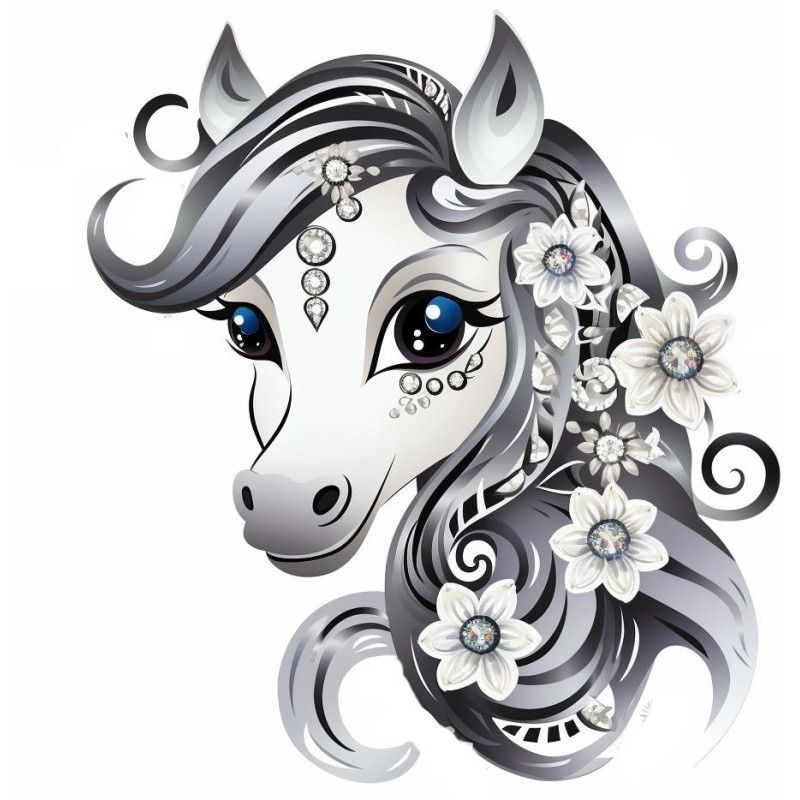 Lovas falmatrica, szürke fehér | 60 cm x 60 cm