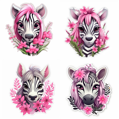 Zebrás falmatrica, rózsaszín virágos | 8 + 24 db-os szett | 80 cm x 80 cm