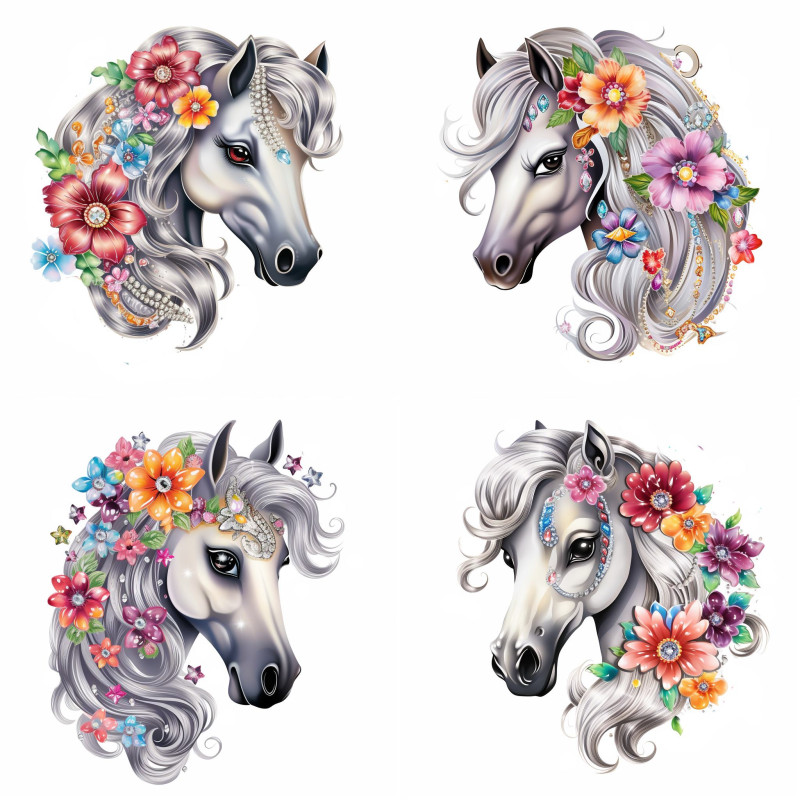 Szürke Lovas falmatrica | 8 + 24 db-os szett | 80 cm x 80 cm