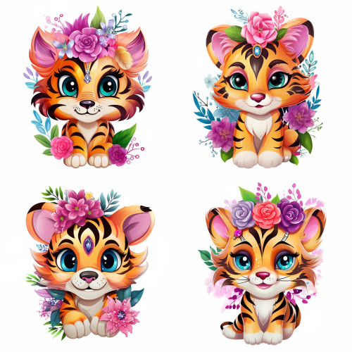 Baby tigrises falmatrica | 8 + 24 db-os szett | 80 cm x 80 cm