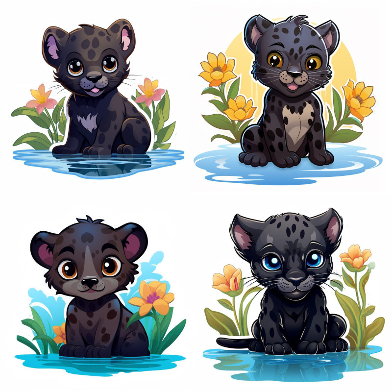 Fekete párduc falmatrica | 8 + 24 db-os szett | 80 cm x 80 cm