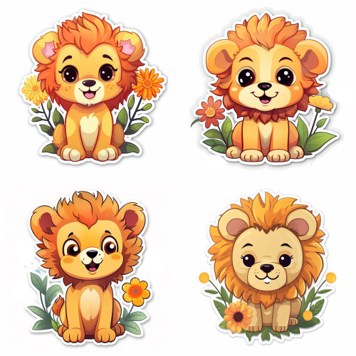 Oroszlános falmatrica | 8 + 24 db-os szett | 80 cm x 80 cm Oroszlános falmatrica | 8 + 24 db-os szett | 80 cm x 80 cm